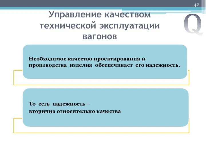 Управление качеством технической эксплуатации вагонов Q