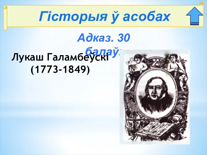 Гісторыя ў асобах Адказ. 30 балаў: Лукаш Галамбеўскі (1773-1849)