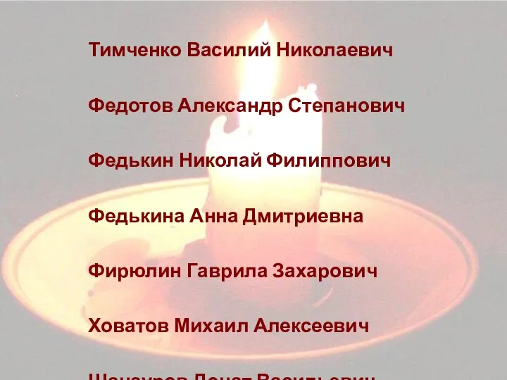 Тимченко Василий Николаевич Федотов Александр Степанович Федькин Николай Филиппович Федькина Анна