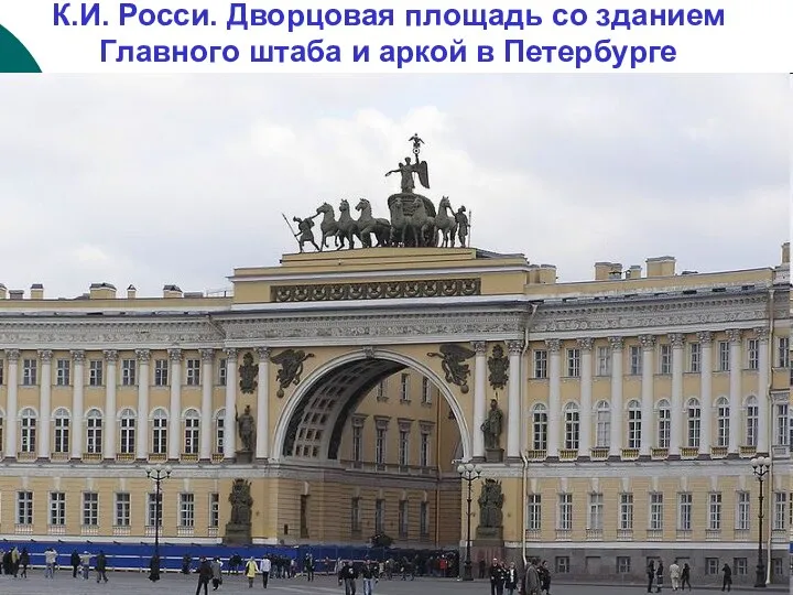 К.И. Росси. Дворцовая площадь со зданием Главного штаба и аркой в Петербурге