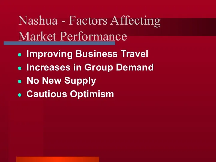 Nashua - Factors Affecting Market Performance Improving Business Travel Increases in