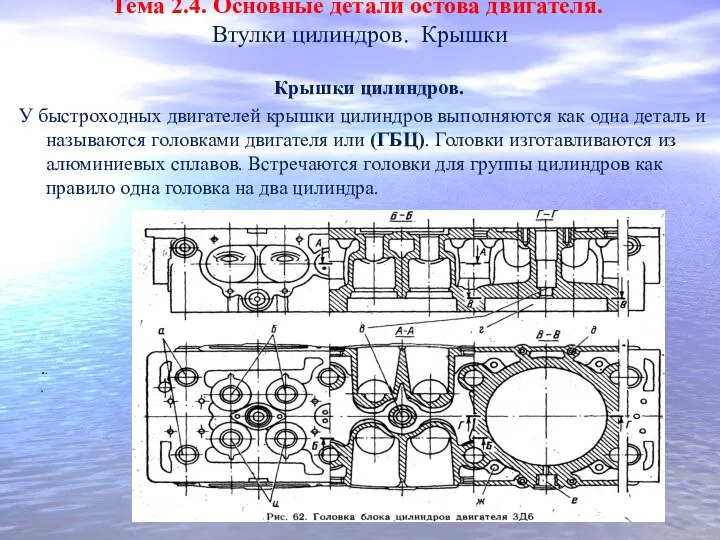 Тема 2.4. Основные детали остова двигателя. Втулки цилиндров. Крышки Крышки цилиндров.