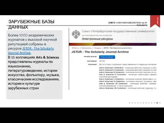 ЗАРУБЕЖНЫЕ БАЗЫ ДАННЫХ Более 1000 академических журналов с высокой научной репутацией