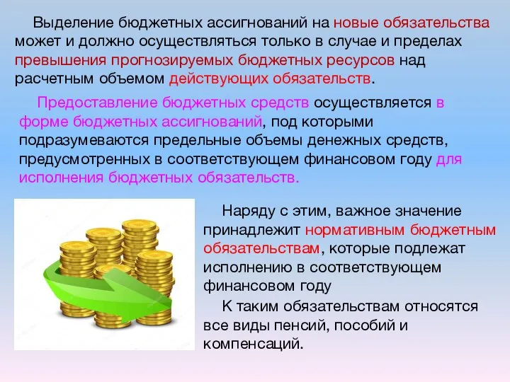 Выделение бюджетных ассигнований на новые обязательства может и должно осуществляться только