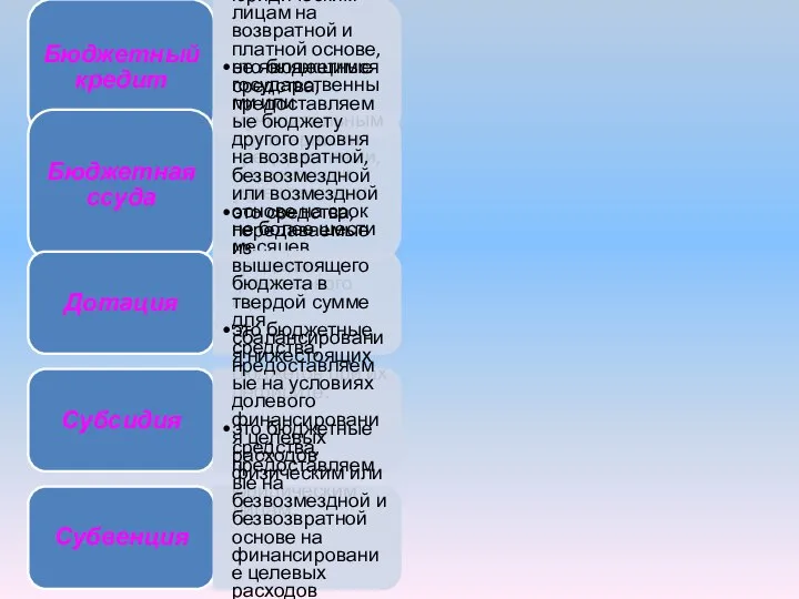 Бюджетный кредит это средства, выделяемые из бюджетов юридическим лицам на возвратной