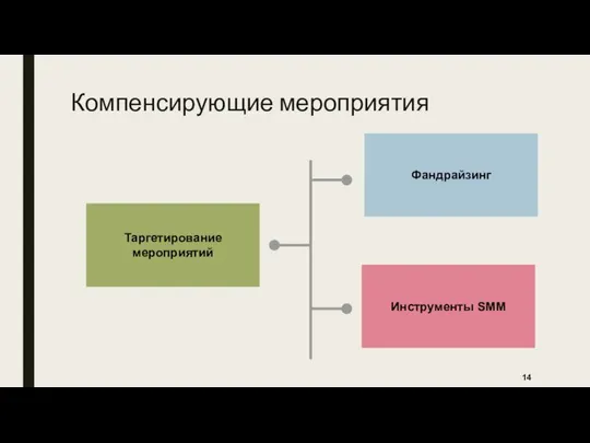 Компенсирующие мероприятия Инструменты SMM Фандрайзинг Таргетирование мероприятий 14