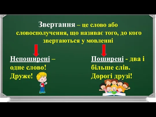 Звертання – це слово або словосполучення, що називає того, до кого