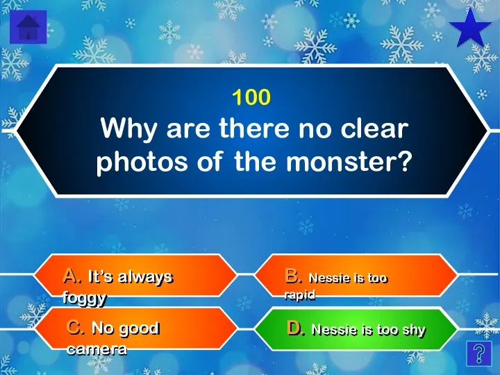 Why are there no clear photos of the monster? C. No