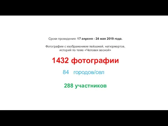 Сроки проведения: 17 апреля - 24 мая 2019 года. Фотографии с