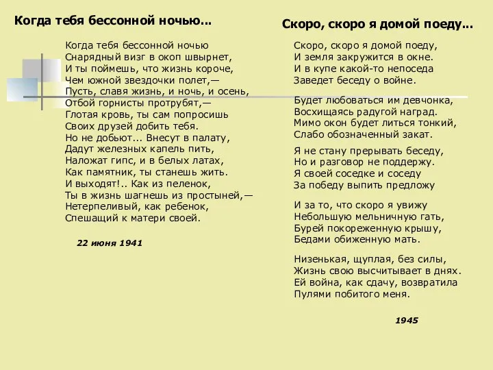 Когда тебя бессонной ночью... Когда тебя бессонной ночью Снарядный визг в