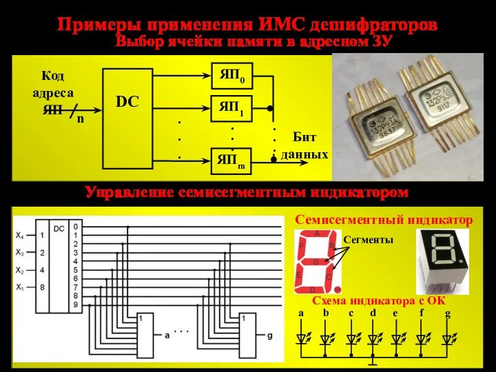 Примеры применения ИМС дешифраторов