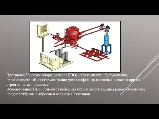 Противовыбросовое оборудование (ПВО) - это комплекс оборудования, предназначенный для герметизации устья