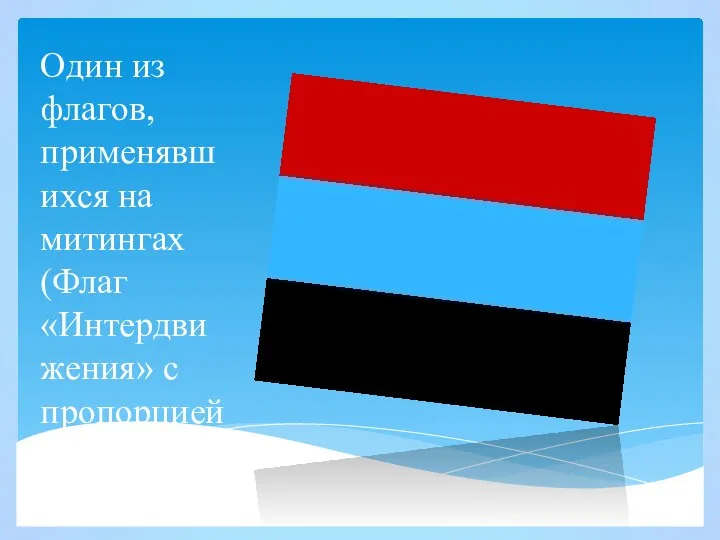 Один из флагов, применявшихся на митингах (Флаг «Интердвижения» с пропорцией 2∶3)