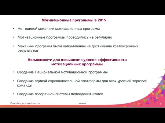 RB Internal Мотивационные программы в 2015 Нет единой механики мотивационных программ