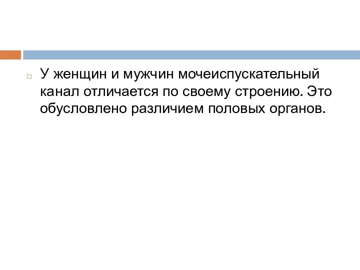 У женщин и мужчин мочеиспускательный канал отличается по своему строению. Это обусловлено различием половых органов.