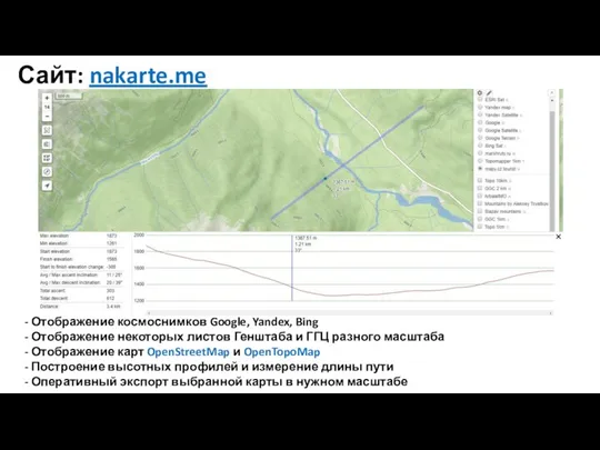 Сайт: nakarte.me - Отображение космоснимков Google, Yandex, Bing - Отображение некоторых