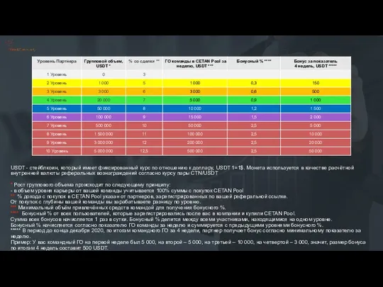 USDT - стейблкоин, который имеет фиксированный курс по отношению к доллару,