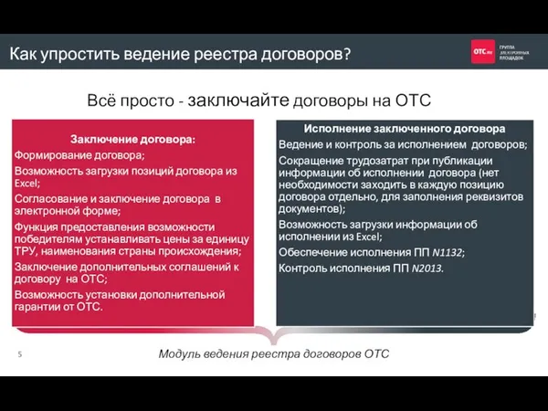 Как упростить ведение реестра договоров? Всё просто - заключайте договоры на ОТС