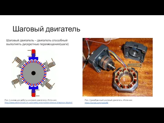 Шаговый двигатель Рис. 2 разобранный шаговый двигатель. Источник: https://avrlab.com/node/60 Шаговый двигатель