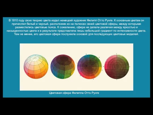 В 1810 году свою теорию цвета издал немецкий художник Филипп Отто
