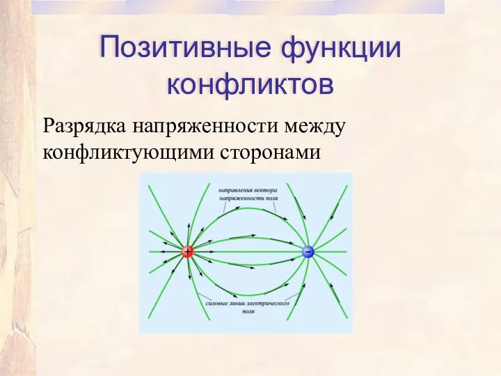 Позитивные функции конфликтов Разрядка напряженности между конфликтующими сторонами