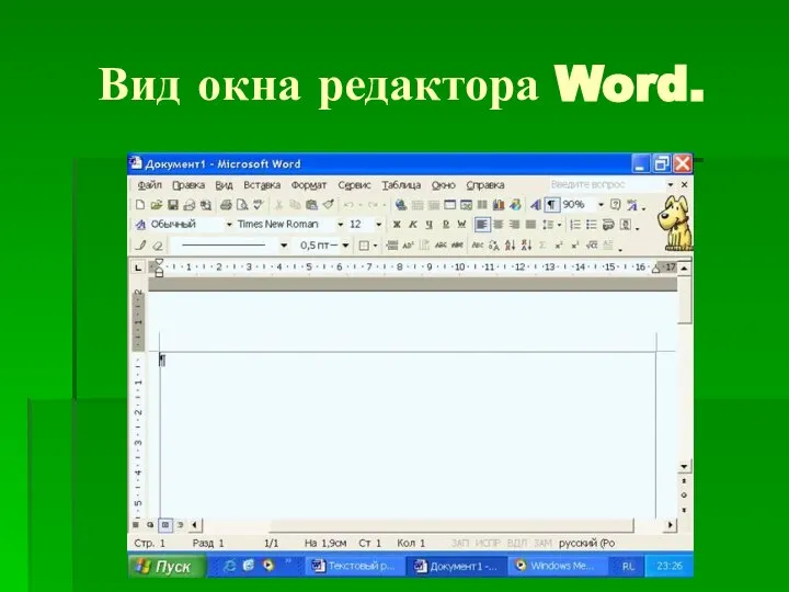 Вид окна редактора Word.