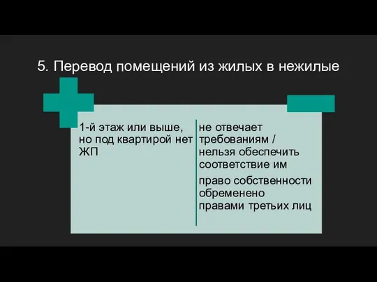 5. Перевод помещений из жилых в нежилые