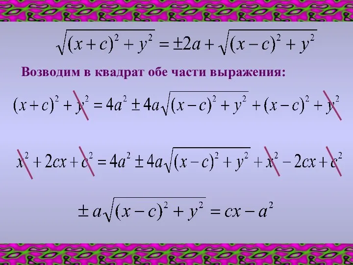 Возводим в квадрат обе части выражения: