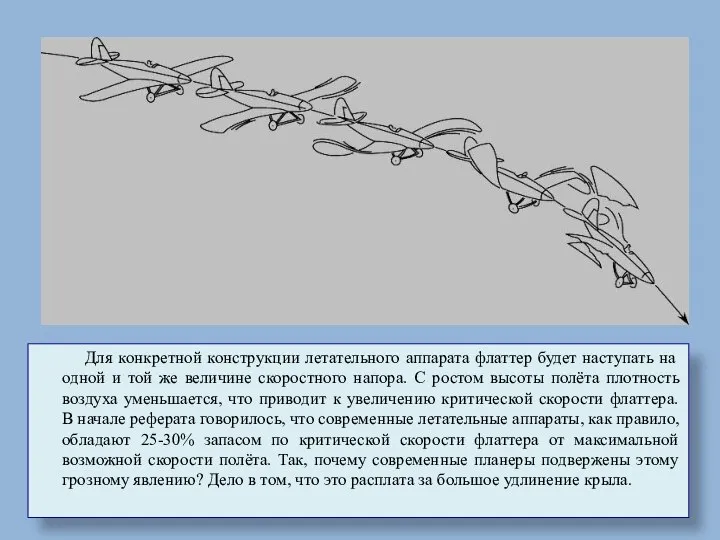 Для конкретной конструкции летательного аппарата флаттер будет наступать на одной и