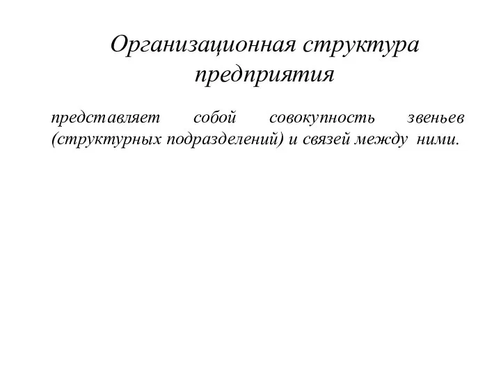 Организационная структура предприятия представляет собой совокупность звеньев (структурных подразделений) и связей между ними.