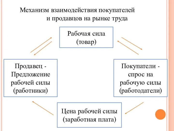 Продавец - Предложение рабочей силы (работники) Цена рабочей силы (заработная плата)