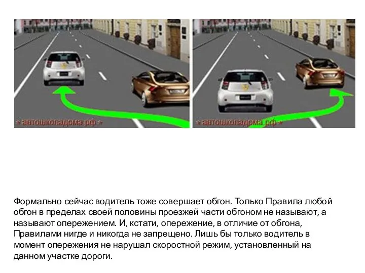 Формально сейчас водитель тоже совершает обгон. Только Правила любой обгон в