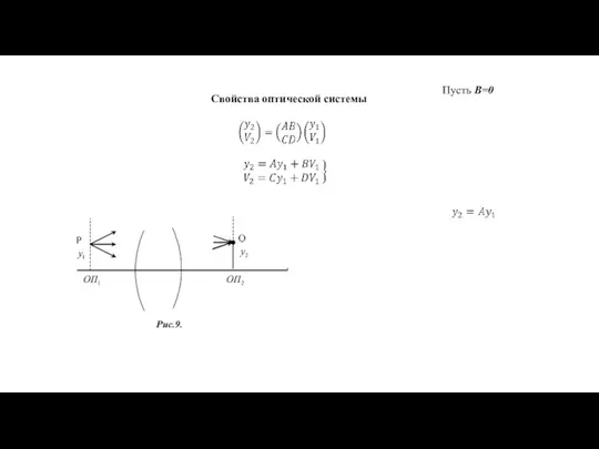 Свойства оптической системы Пусть B=0