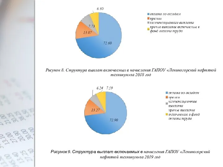 Рисунок 8. Структура выплат включаемых в начисления ГАПОУ «Лениногорский нефтяной техникум»за