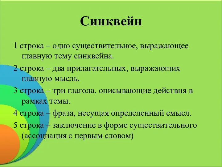 Синквейн 1 строка – одно существительное, выражающее главную тему cинквейна. 2