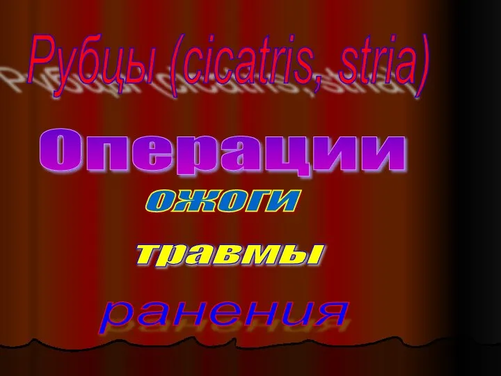 Рубцы (cicatris, stria) Операции ожоги травмы ранения