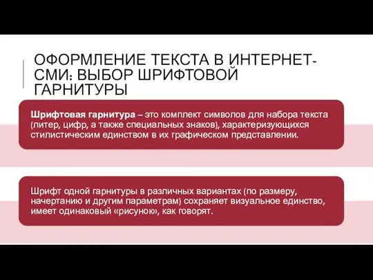 ОФОРМЛЕНИЕ ТЕКСТА В ИНТЕРНЕТ-СМИ: ВЫБОР ШРИФТОВОЙ ГАРНИТУРЫ