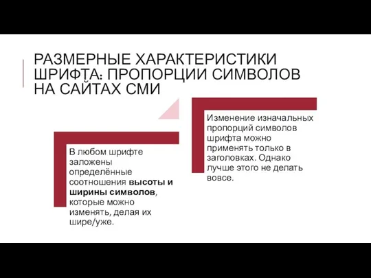 РАЗМЕРНЫЕ ХАРАКТЕРИСТИКИ ШРИФТА: ПРОПОРЦИИ СИМВОЛОВ НА САЙТАХ СМИ