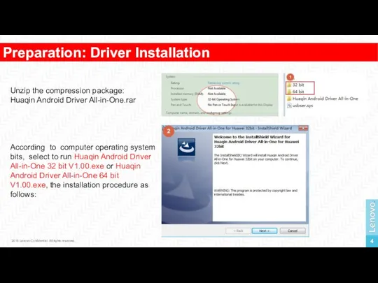 Preparation: Driver Installation 1 2016 Lenovo Confidential. All rights reserved. Unzip