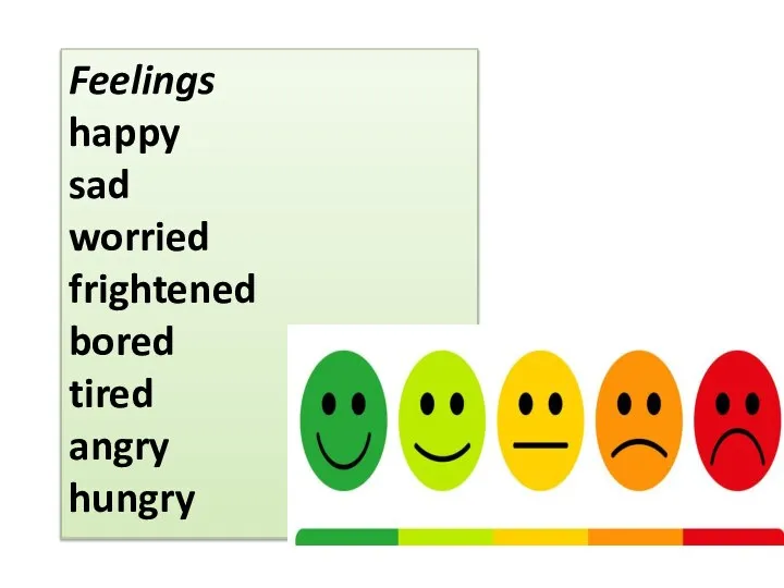 Feelings happy sad worried frightened bored tired angry hungry