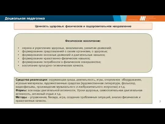 Дошкольная педагогика Ценность здоровья: физическое и оздоровительное направление Физическое воспитание: охрана