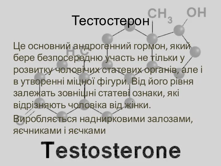 Тестостерон Це основний андрогенний гормон, який бере безпосередню участь не тільки
