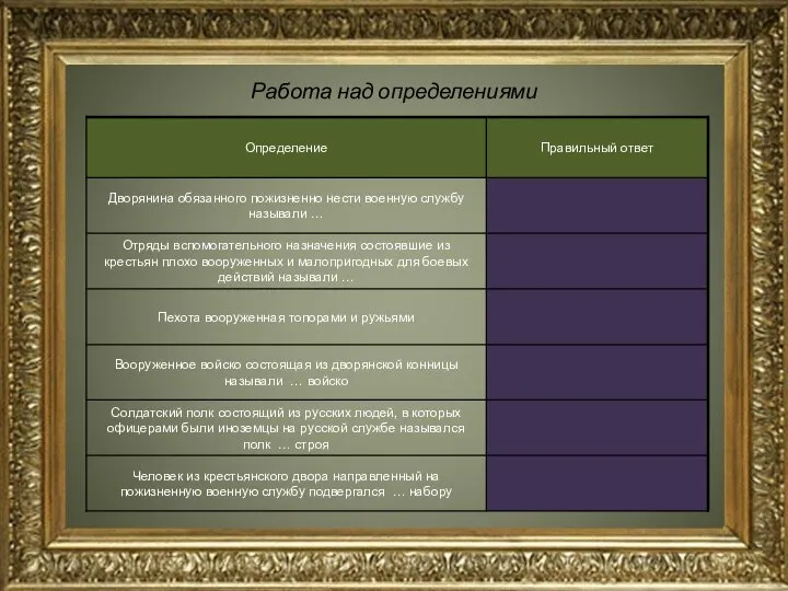 Работа над определениями