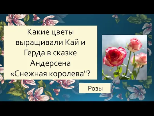 Какие цветы выращивали Кай и Герда в сказке Андерсена «Снежная королева"? Розы