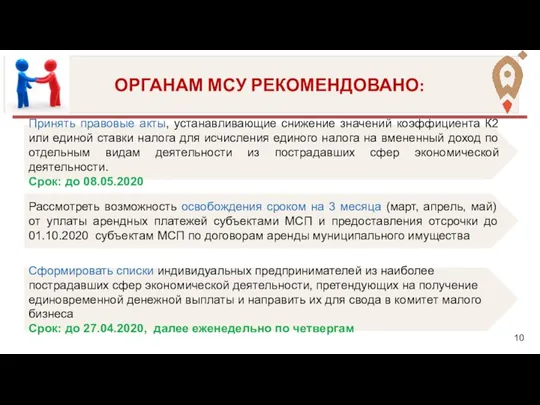 Сформировать списки индивидуальных предпринимателей из наиболее пострадавших сфер экономической деятельности, претендующих