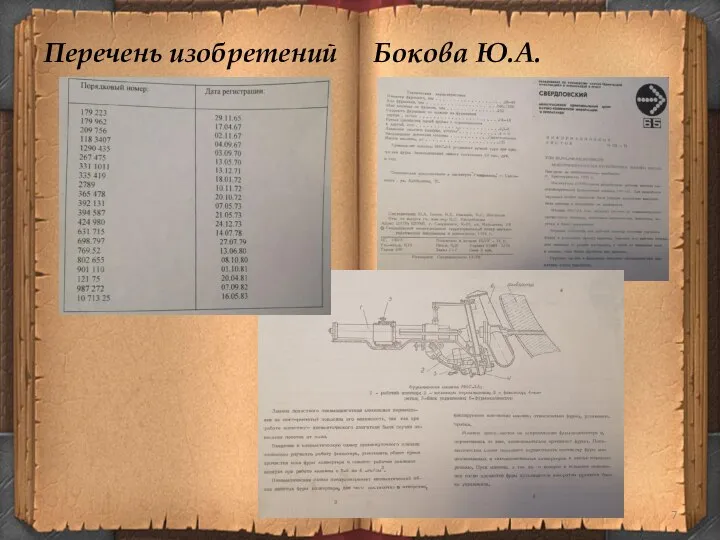 Перечень изобретений Бокова Ю.А.