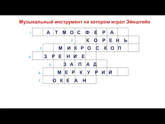 Музыкальный инструмент на котором играл Эйнштейн 1 6 5 4 3