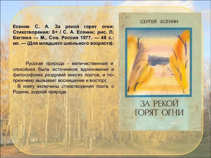 Русская природа - величественная и спокойная была источником вдохновения и философских