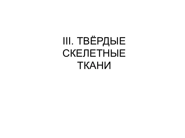 III. ТВЁРДЫЕ СКЕЛЕТНЫЕ ТКАНИ