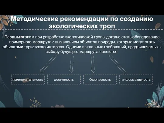 Методические рекомендации по созданию экологических троп Первым этапом при разработке экологической